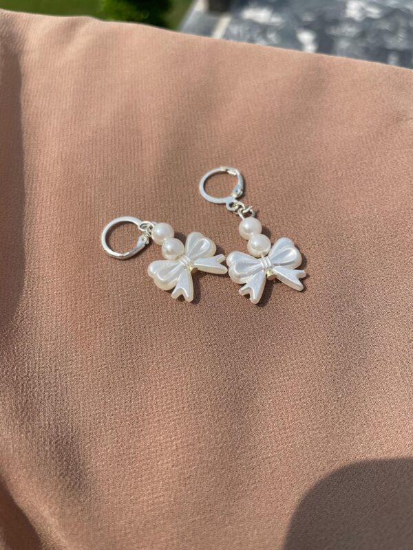Pearl Bow Charm Earrings